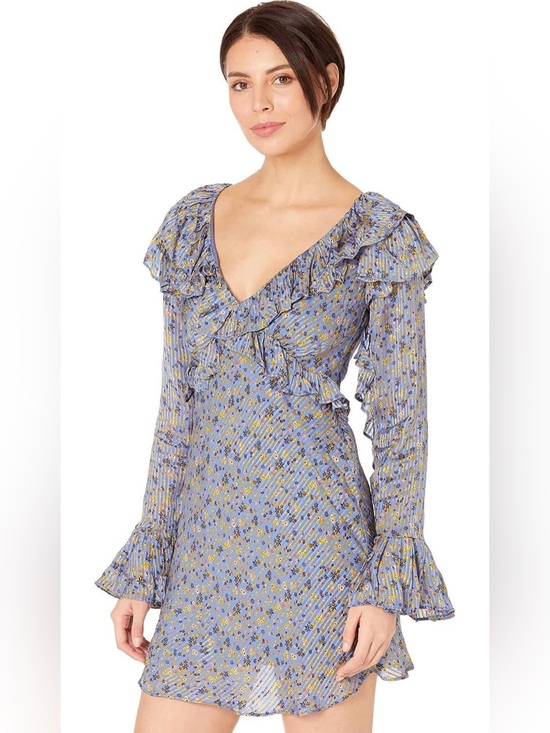 Free People Dresses & Skirts - Free People Long Sleeve Empire Mini Dress Blue Size 2